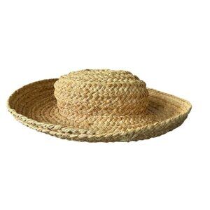 Helen Kaminski Hat Classic Turn Up Brim Raffia natural tan handmade